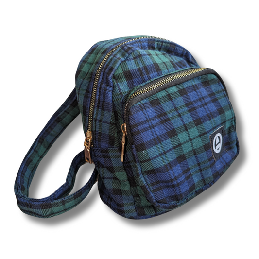 Blue + Green Plaid Mini Backpack