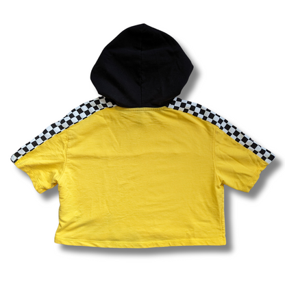 Fast Coast Yellow Cropped Hoodie