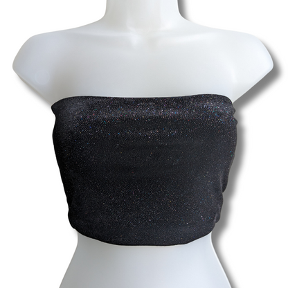 TOPSHOP Black Velvet Shimmery Tube Top / Skirt