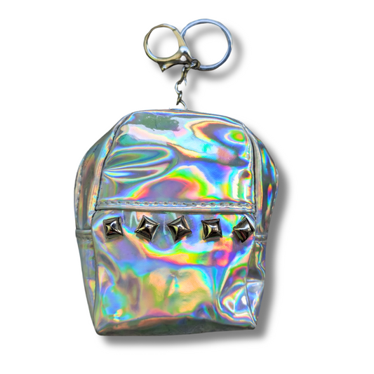 Mini Silver Iridescent Keychain Coin Purse