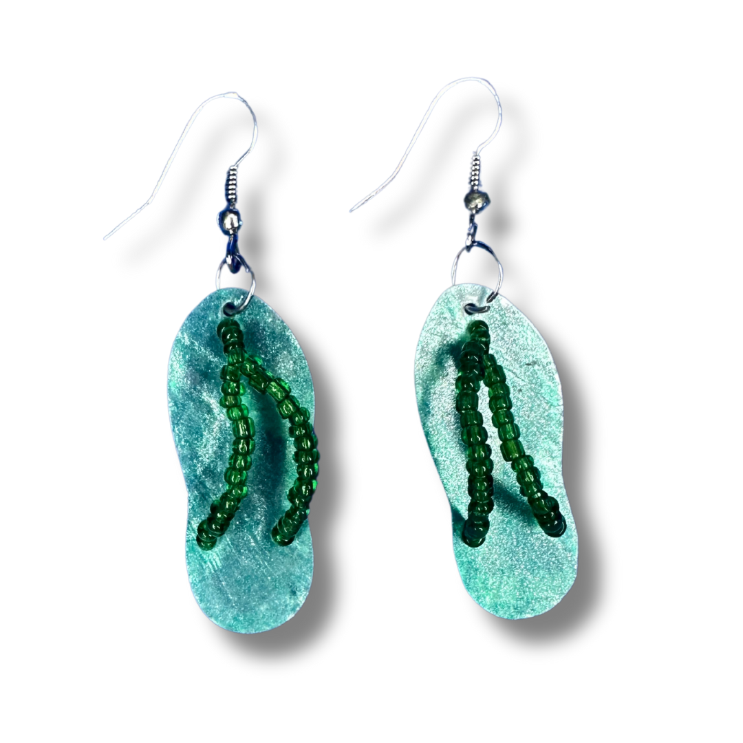 Handmade Green Sandal Earrings