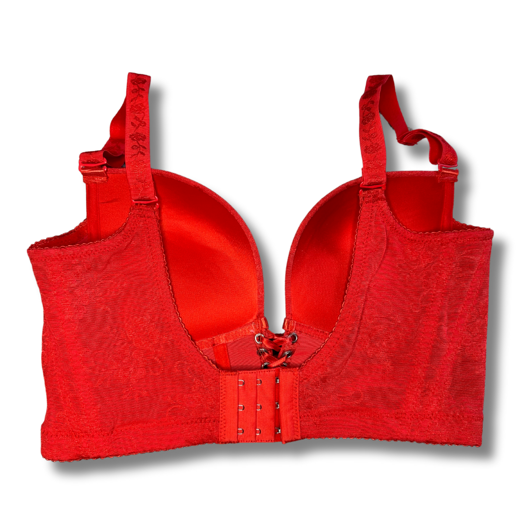 Vibrant Red Lace-Up Bralette