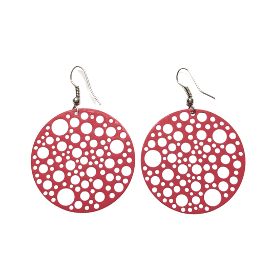 Red Polka-Dot Cutout Earrings