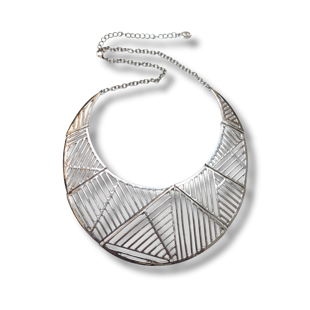 Silver Geometric Statement Necklace